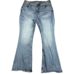 Old Navy Flare Jeans Womens 16 Blue Medium Wash Extra High Rise Stretch Denim